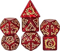 Vista 23 de Juego de dados DND de 7 dados poliédricos con una bolsa de dados de cuero, juego de dados D&D para juegos de mesa RPG (negro)