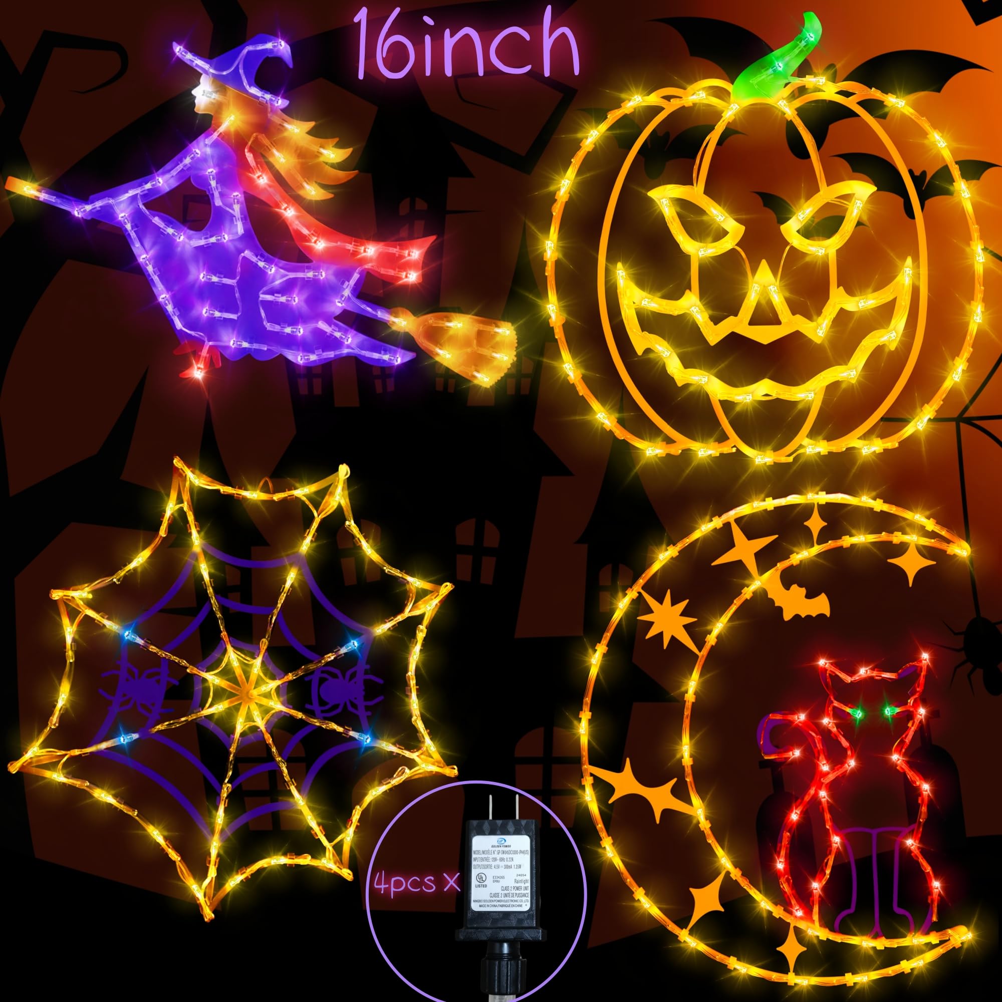 Lighted Halloween Window Silhouettes Northlight 13" Holographic