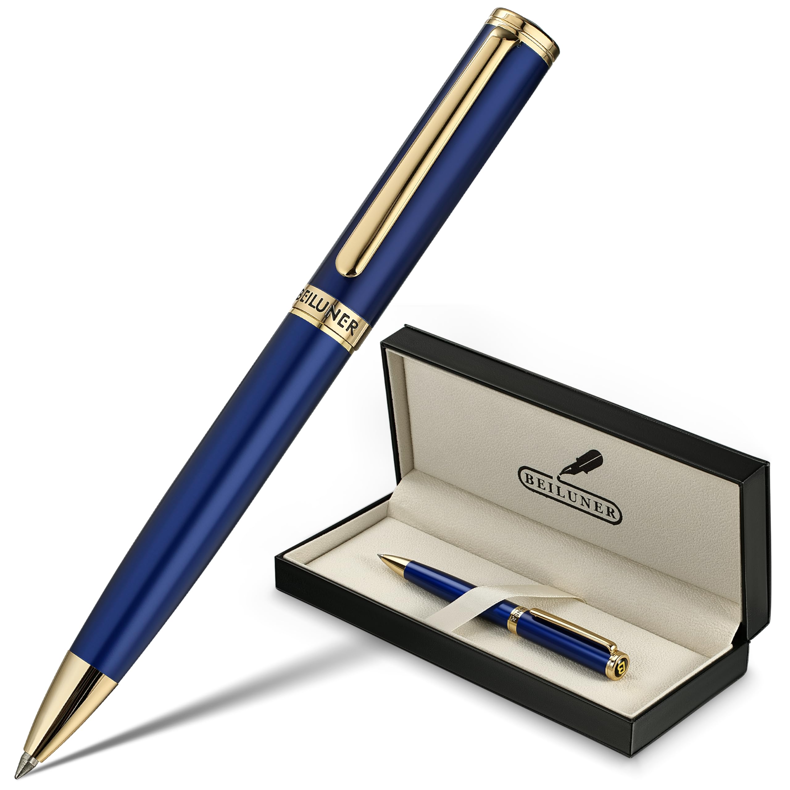 BEILUNER Blaulack-Gel-Pen – Luxus-Pen mit 24K Goldfinish, ADMOK-Schwarzminen, Executive-Geschenkset für Familie & Freunde, Elegant für Büro und besondere Anlässe, praktischer Klickmechanismus