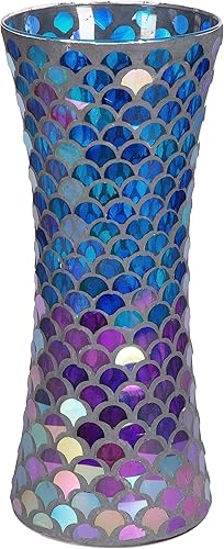 Miniatura 1 de ZHIPINHUI Jarrón decorativo de mosaico de vidrio de 11.6 pulgadas de alto para decoración del hogar, jarrones medianos modernos para dormitorio,