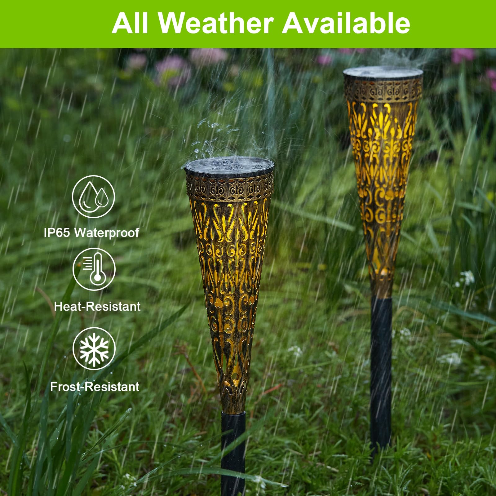 GEARLTIE Solarlampen für Außen Garten 4 Stück, 800 mAh Solarleuchten für Außen mit Warm/Weißem LED, IP65 Wetterfest Balkon Deko Garten aus Metall, Lampions Solar Outdoor Weg Terrasse