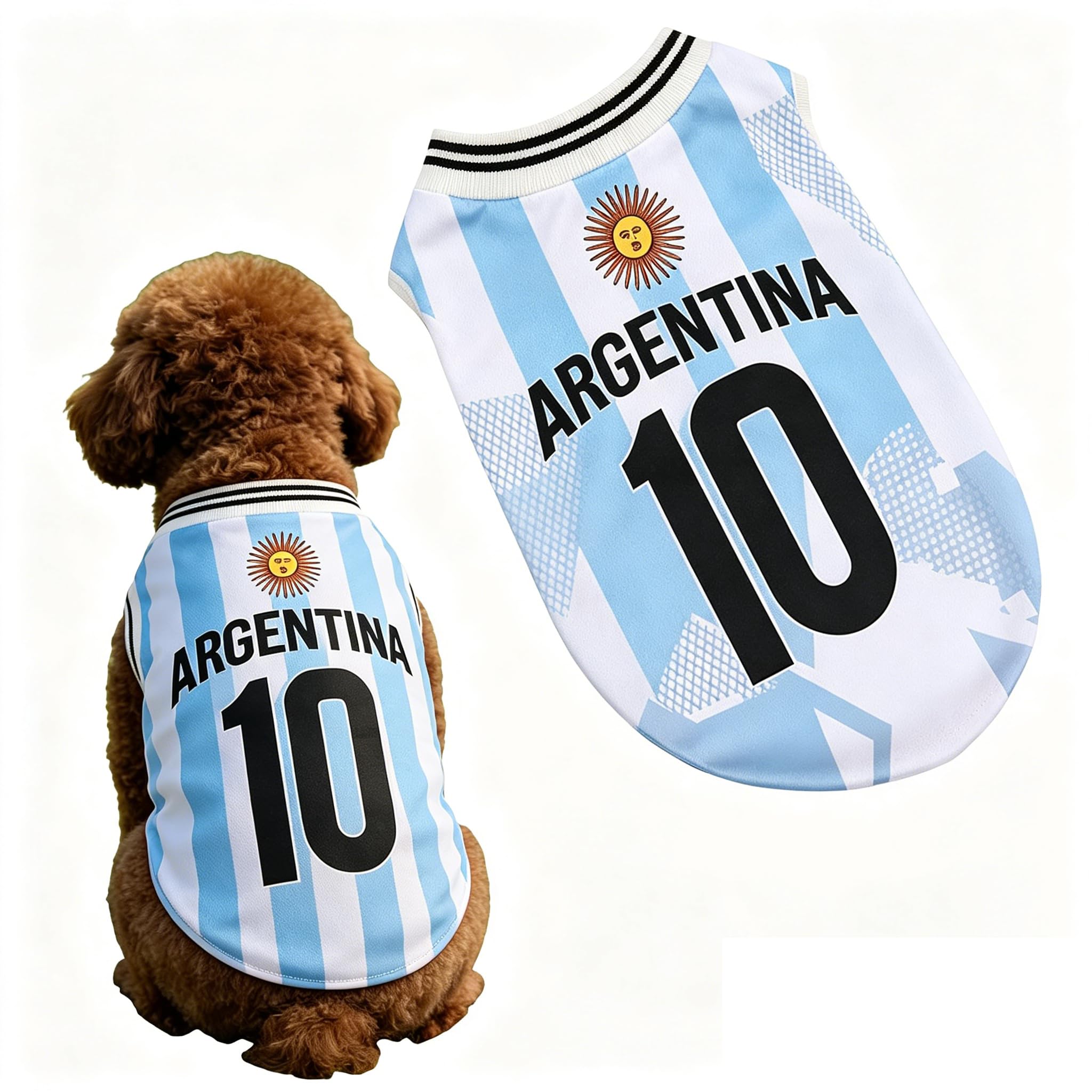 Dog England Shirt, World Cup Football Shirt for Pets, Polyester Mesh, Sleeveless, Sizes S-5XL, Multiple Countries