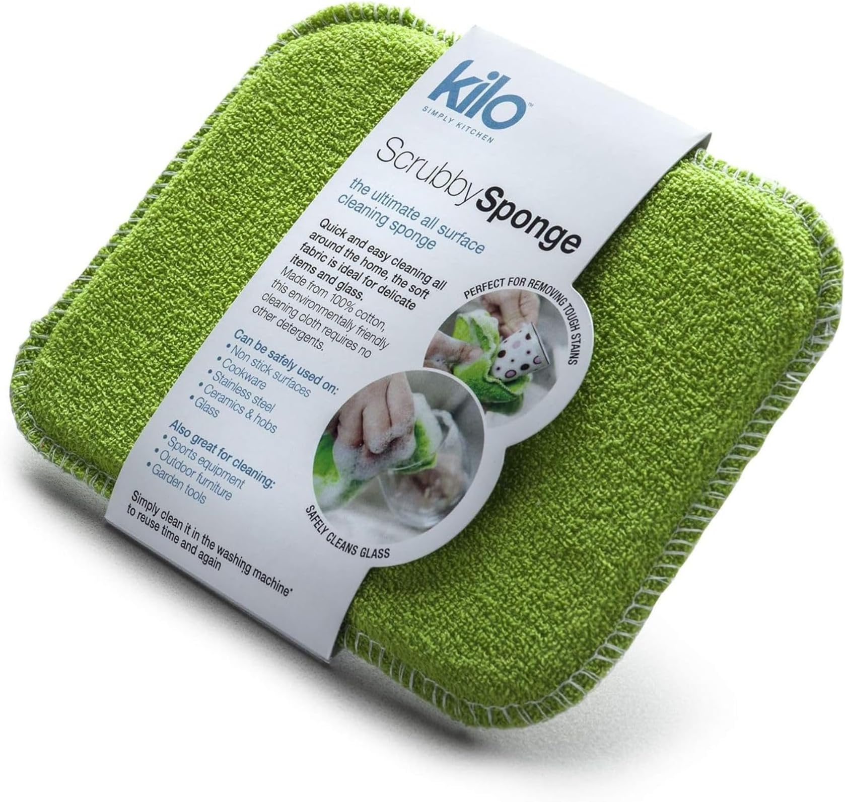 Kilo Scrubby Non-Scratch Scourer Sponge with Absorbent Core, Double Sided Scouring Pad, Multi-Purpose