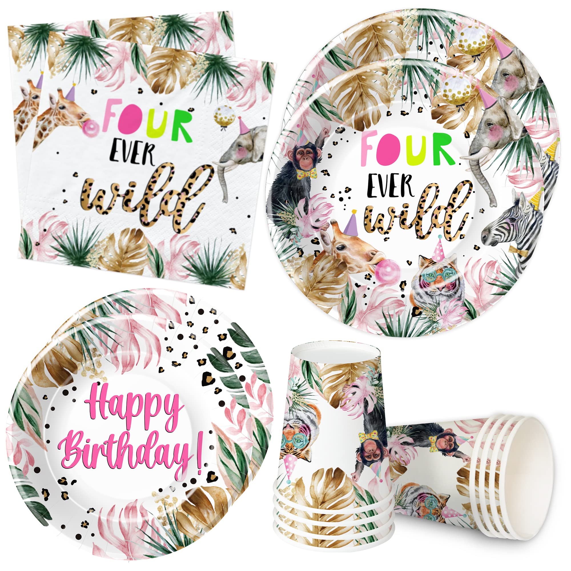 APOWBLSWild Theme Party Supplies for 4th Birthday