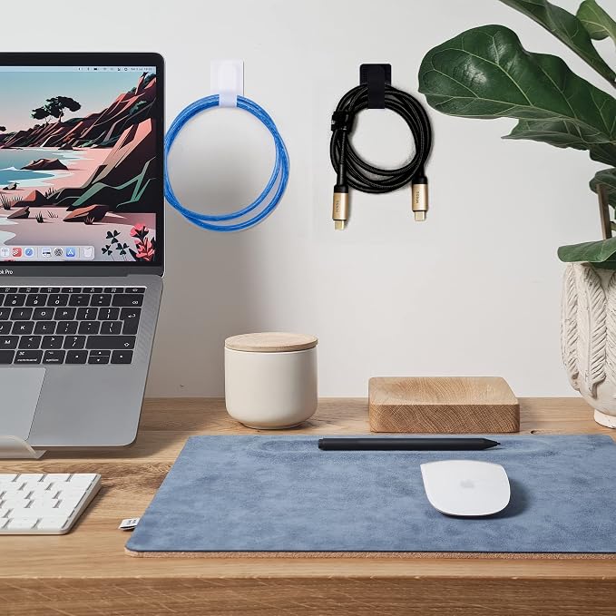 40 unidades de abrazaderas adhesivas para cables con cierre de gancho y bucle, organizadores de cables para escritorio, clips adhesivos para cables, tiras organizadoras de cables con adhesivo, para oficina y hogar (negro) miniatura 2