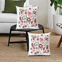 Vista 3 de Juego de 2 fundas de almohada decorativas bordadas para sofá, fundas cuadradas para cojines, para dormitorio, sofá, decoración rústica de granja, 18
