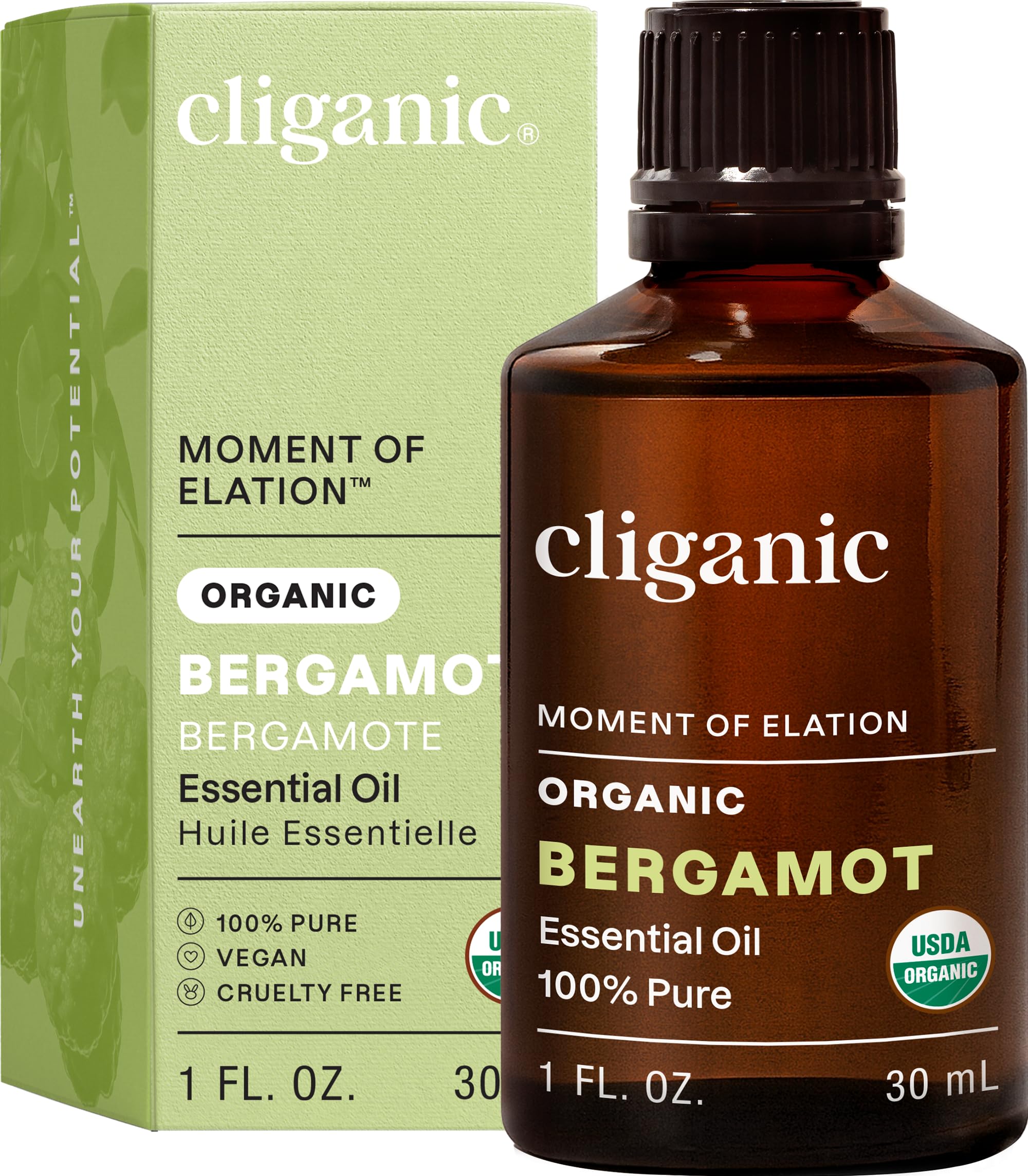 Organic Bergamot Essential Oil, 100% Pure Natural for Aromatherapy | Non-GMO Verified (Packaging May Vary)