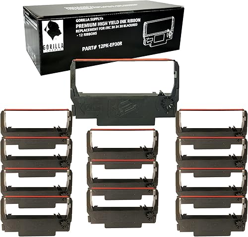 GORILLA SUPPLY Cinta de tinta de repuesto compatible para ERC 30 34 38 B/R ERC38 NK506, compatible con impresoras de recibos POS, paquete individual
