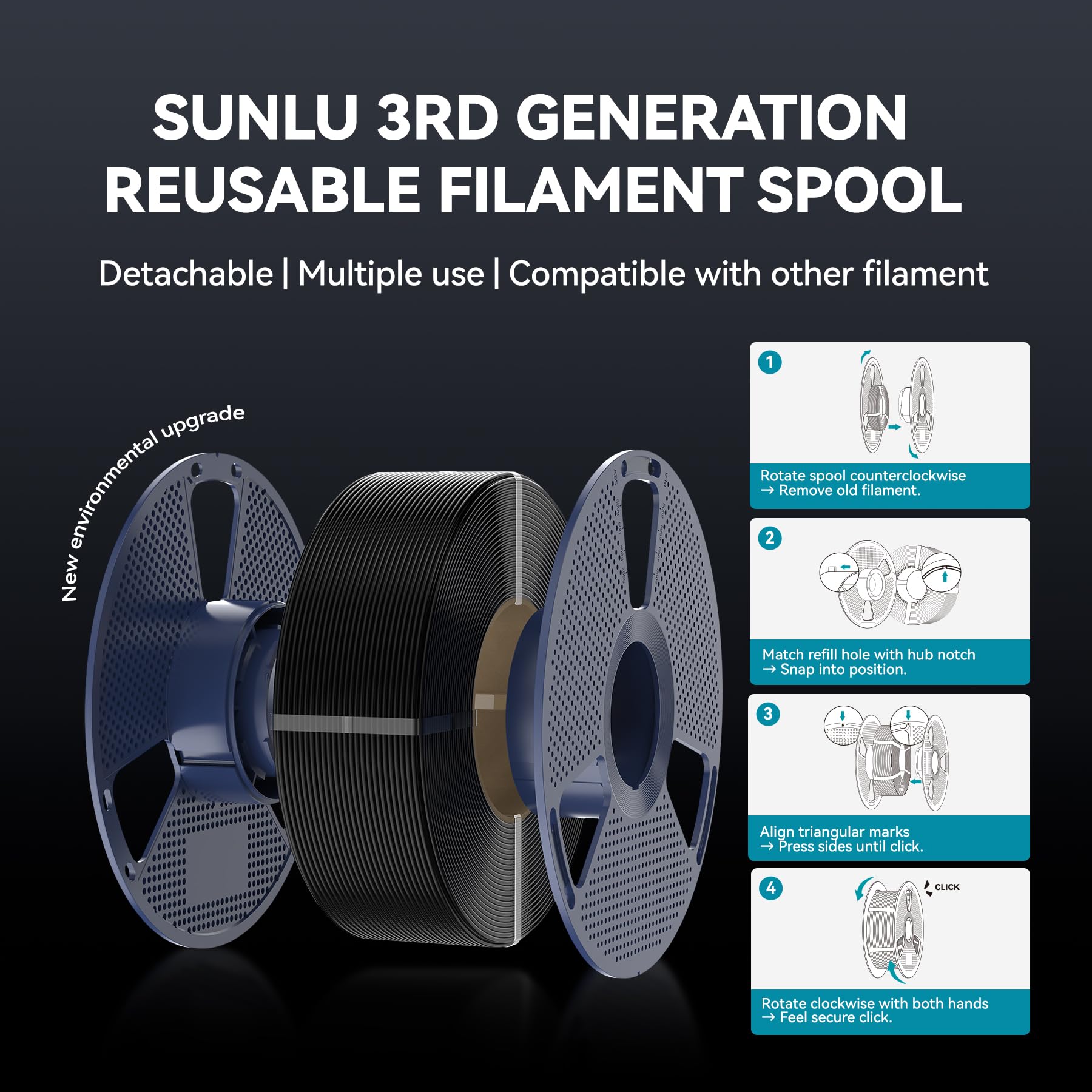 SUNLU 10KG High Speed PLA+2.0 Filament 1.75 Schwarz, PLA Plus 2.0 Filament | 600mm/s Hochgeschwindigkeits Filament PLA+ 2.0, Hohe Zähigkeit & Schlagfestigkeit, 10-Spulen Schwarz