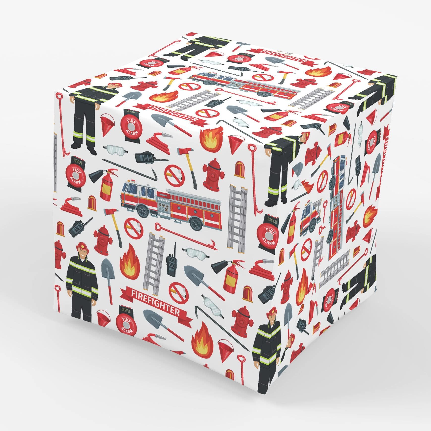 Firefighter Wrapping Paper Party Gift Wrap - Folded Flat 30 x 20 Inch - 3 Sheets