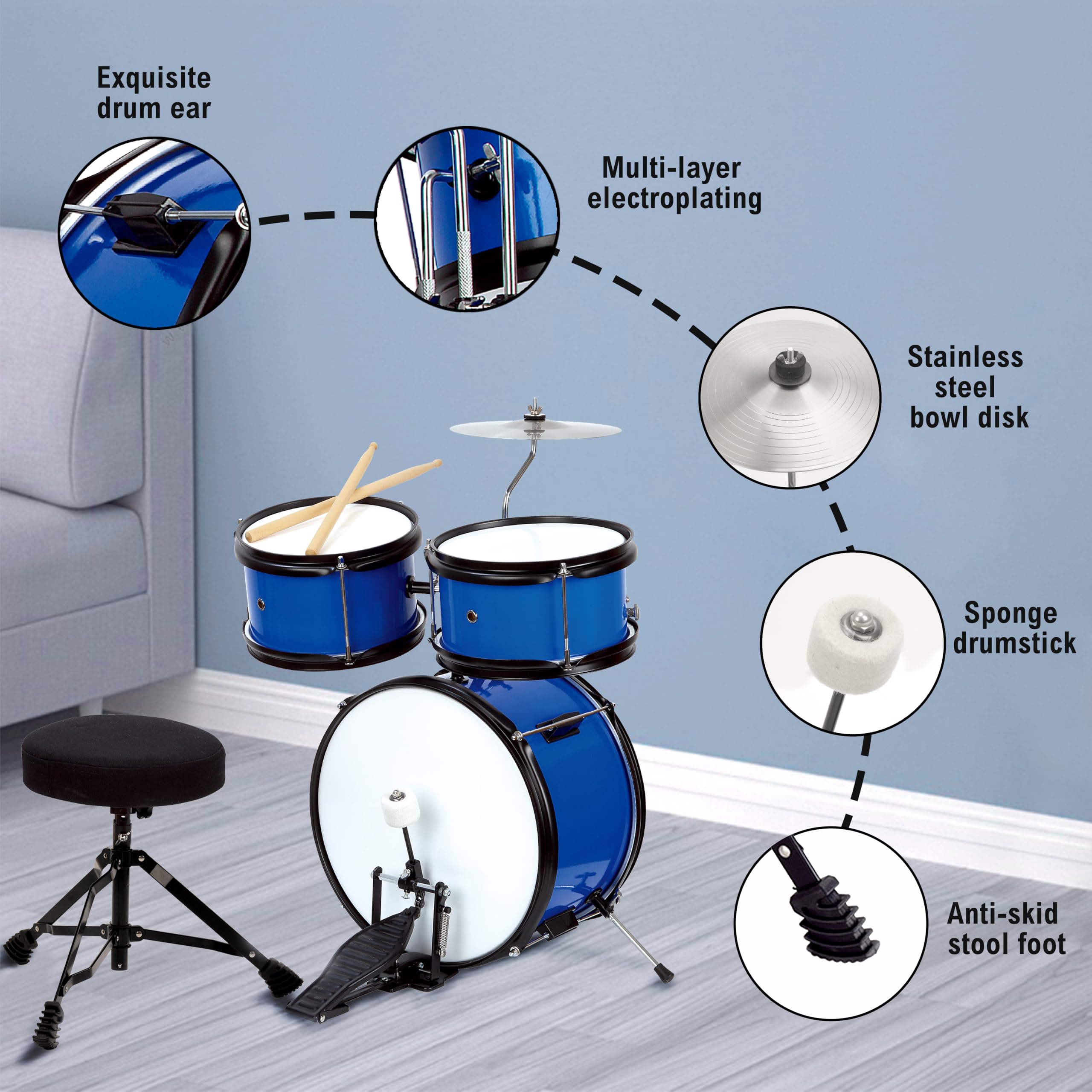5-teiliges Kinder-/Junior-Trommelset/Kinder-Musikspielzeug, Musikinstrument für Kinder im Alter von 3–5 Jahren 5–9 Jahren