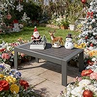 Vista 5 de Mesa de centro de aluminio para todo tipo de clima, mesa de centro moderna para exterior, mesa de centro rectangular para patio con balcón y jardín