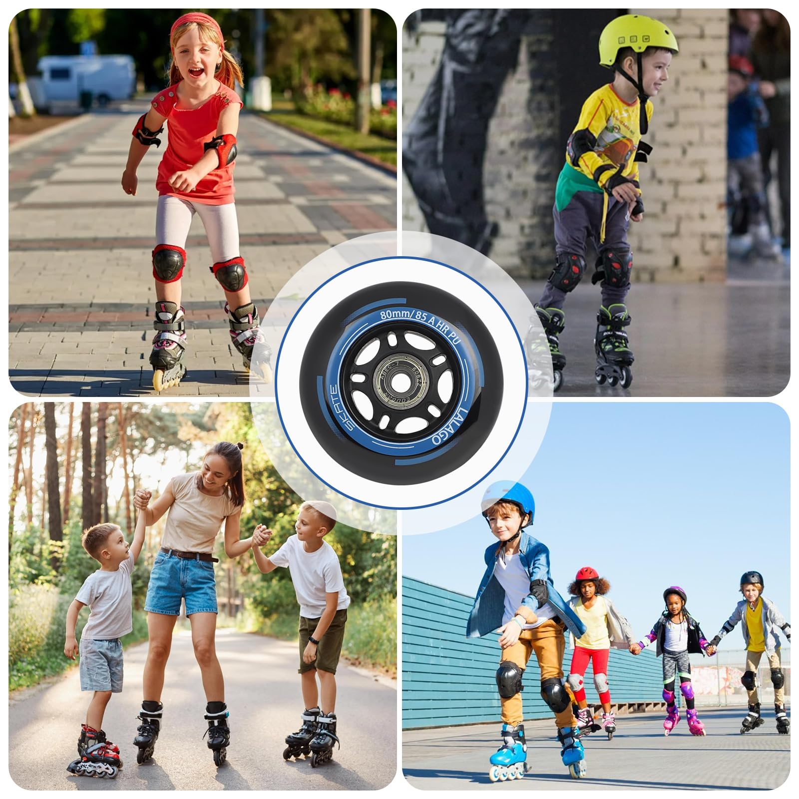 LALAGO Ruedas Patin en Linea 80mm 88A HRPU ABEC9 8 Piezas para K2 Hudora Gonex Apollo