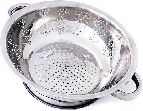 Colador de cocina de acero inoxidable a prueba de óxido para colar, vaporizar, drenar y enjuagar (11 pulgadas)