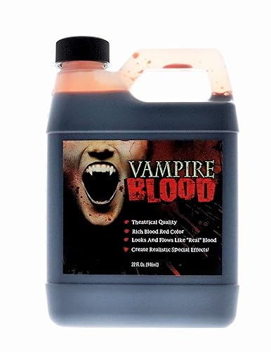 Sangre de vampiro, sangre falsa realista, 32 onzas, calidad teatral, sangre falsa roja ricamente pigmentada para Halloween, vampiro, zombi, disfraz,