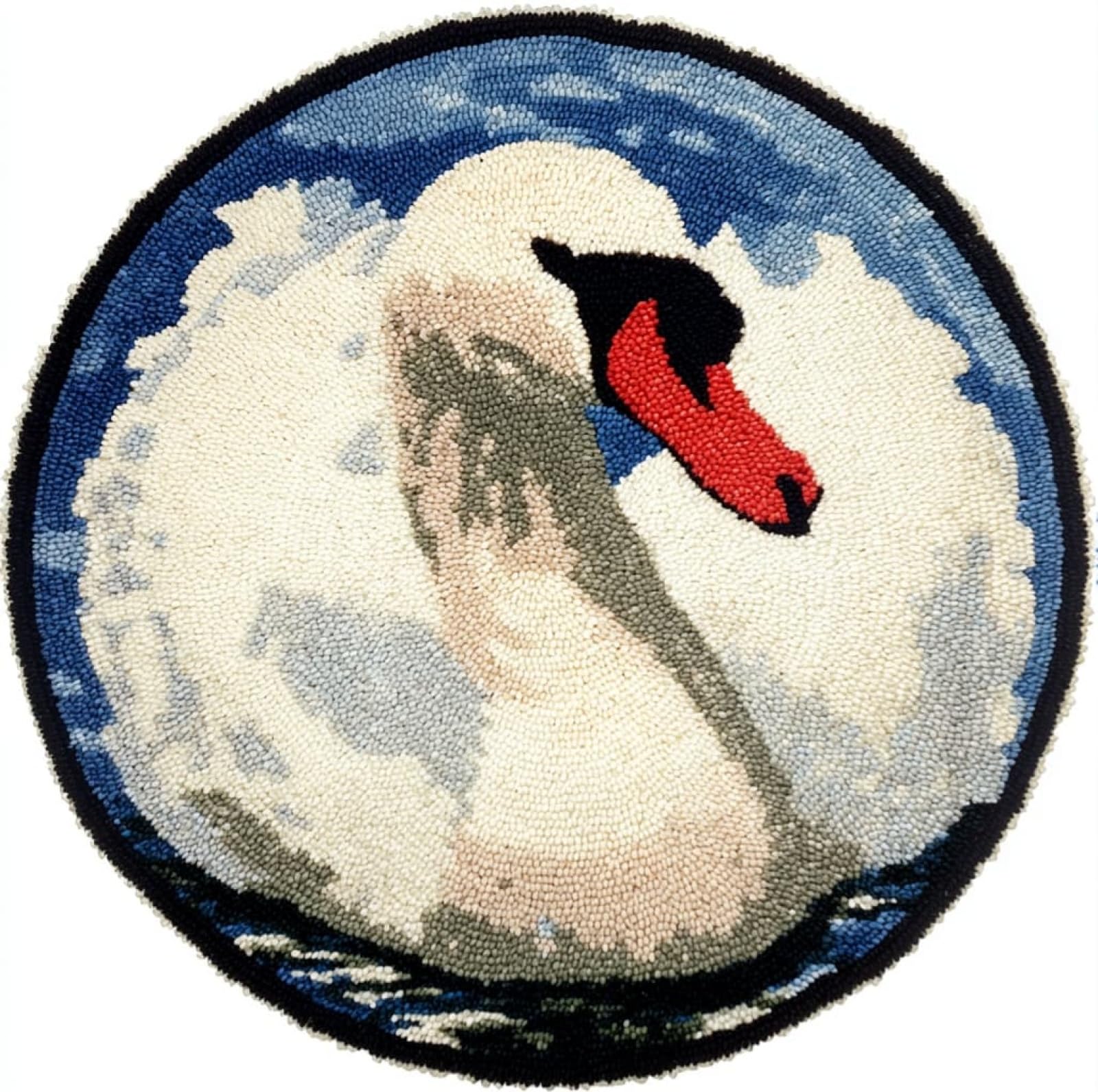 WallustrioaW Latch Hook Rug Carpet Kits for Adult,Animals Swans,DIY Latch Hook Rug Kits with Pre-Printed Pattern,Carpet Handcraft Embroidery for Christmas,50x50cm