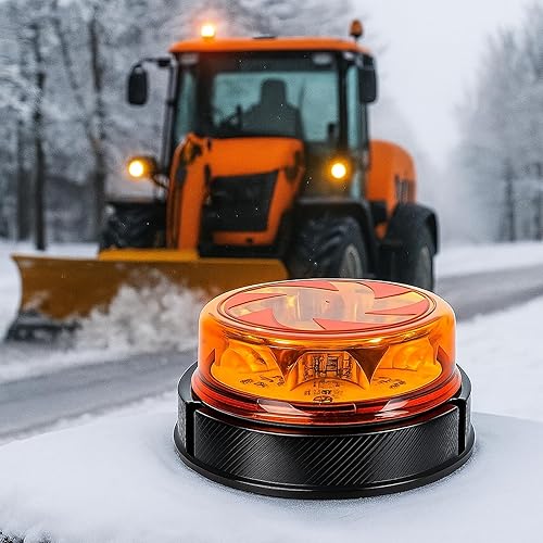 Miniatura 5 de 1 luz estroboscópica para camiones con 25 cables interiores, luz magnética naranja de 12 v24 V, 6 modos para automóvil, camión, UTV, SUV, tractor,