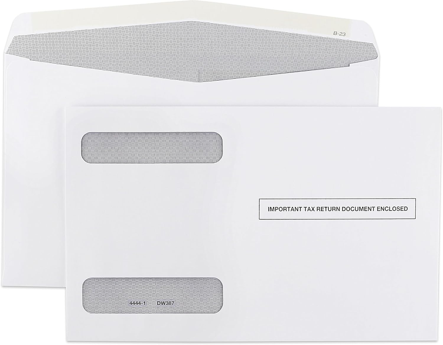 Tax Envelopes - Designed for W2 4-Up Horizontal Format QuickBooks Online, Double-Window Gummed Seal, Security Envelope, 25 Pack