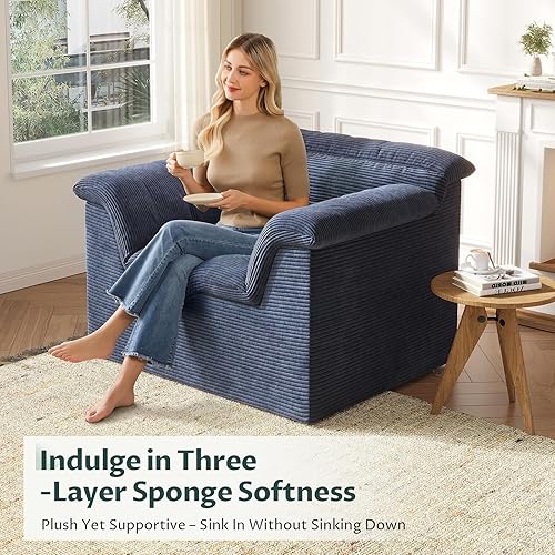 Miniatura 55 de Sofá Seccional Cloud de 51", Sofá Modular Moderno con Asiento Profundo, Cómodo Sofá Individual Comprimido, Sofás Tapizados de Pana para Sala