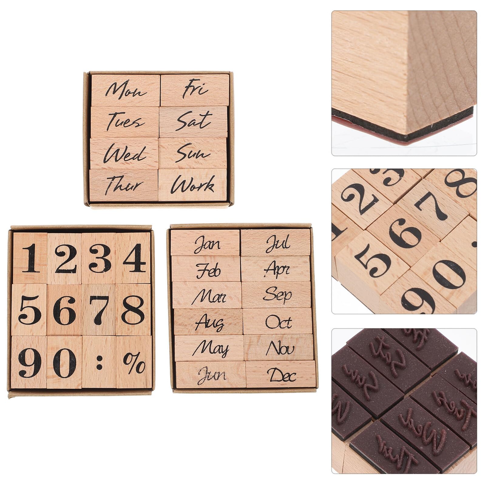 32 Stück Holzstempel mit Monats und Wochenmotiven Dekorative Datumsstempel für Scrapbooking und Kartenherstellung für Kinder und Bastler