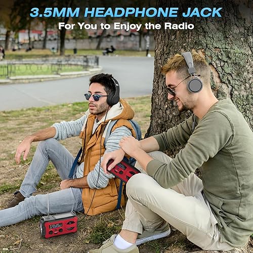 Miniatura 8 de Radio de emergencia de 10000 mAh, radio meteorológica NOAA con AMFM, 37000 mWh, carga USBsolarmanivela, linterna LED, alarma SOS, lámpara de lectura