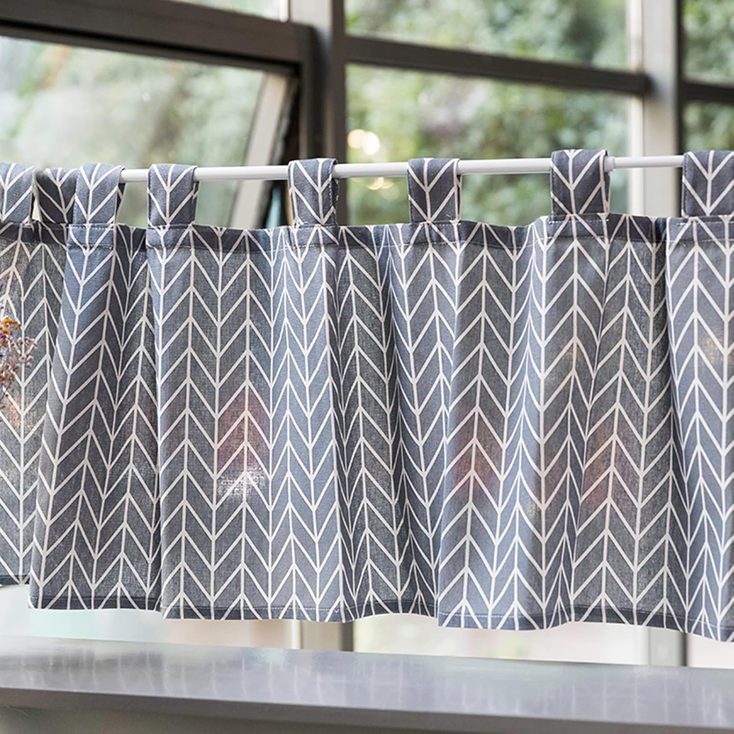 Window Treatment Tiers Kitchen Curtain Cafe Curtain Valance,Small Cafe Curtains Bistro Curtain Country Style,Translucent Short Curtain Valance for Bathroom Bedroom Kitchen Cafe
