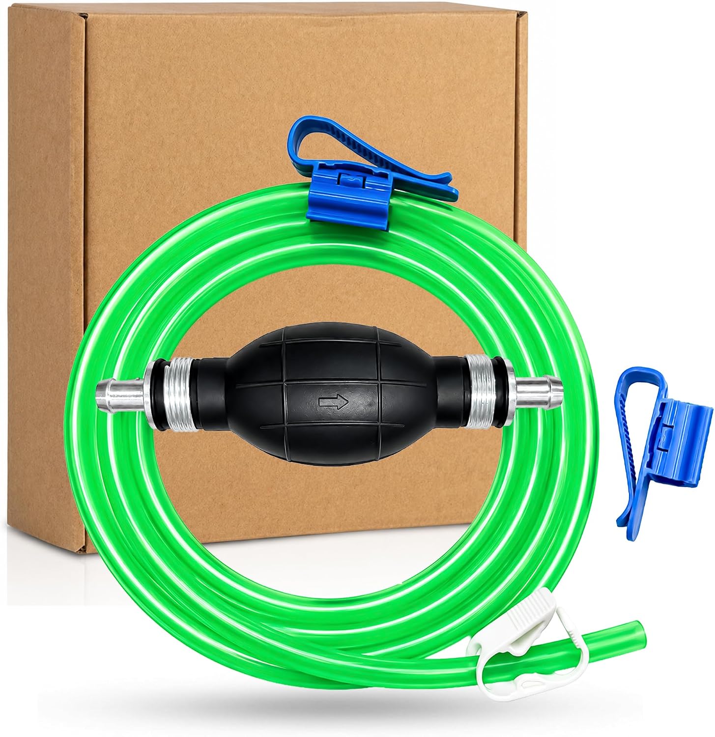 Premium Siphon Pump for Gasoline Fuel Water Transfer Fluid Hand Aquarium Oil Gas Can Hose Fish Tank Manual Petrol Syphon Small Liquid Motorcycle Differential Auto Utility Kerosene Change Portable