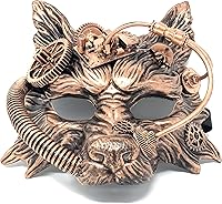 Vista 1 de Máscara de esqueleto espeluznante metálica estilo Steampunk para disfraz de Halloween, fiesta y cosplay