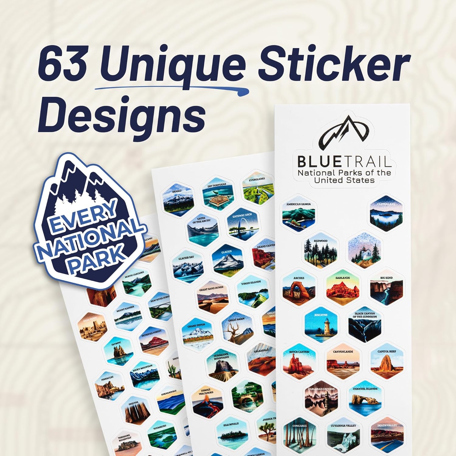 BlueTrail National Parks Water Bottle with Stickers - Image 3