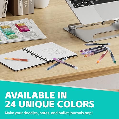 Miniatura 5 de USUAL Bolígrafos de gel de colores de punta fina suave para tomar notas, diarios, bolígrafos de punta fina de 0.020in, bolígrafos de colores vivos