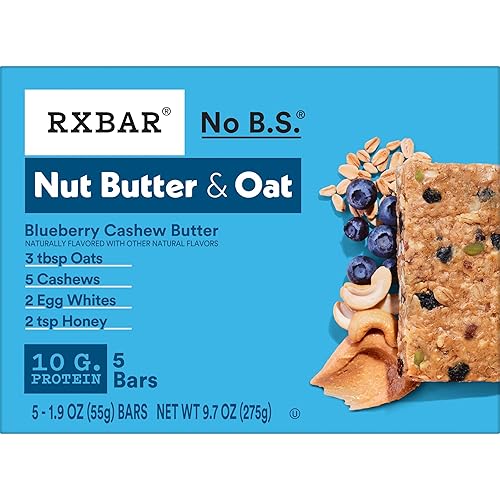 Miniatura 11 de RXBAR A.M. Barras de proteínas, aperitivos sin gluten, aperitivos de desayuno, arándano, caja de 9.7 onzas (5 barras)