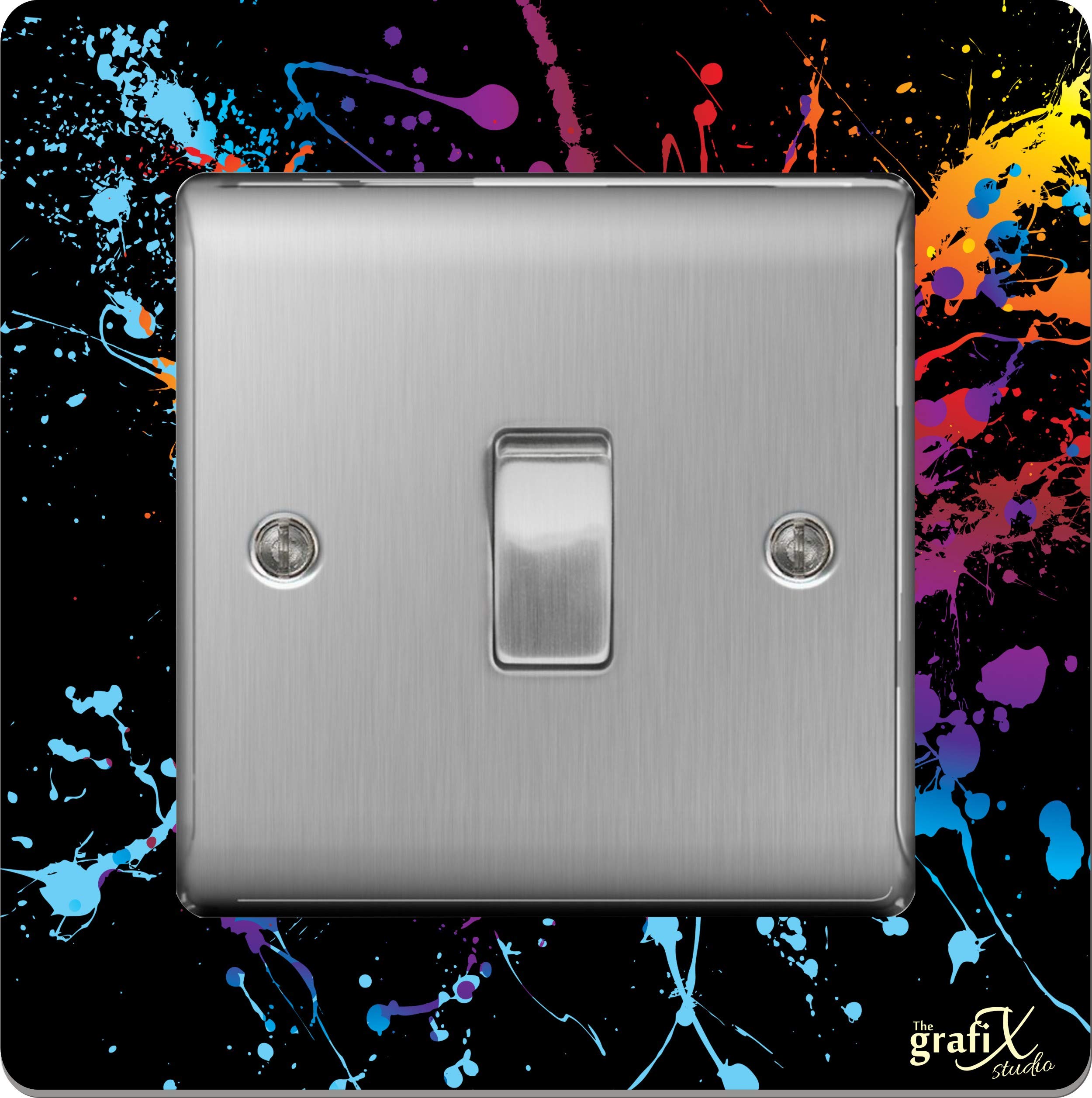 the sticker studio ltd Single Light Switch/Socket Surround Acrylic Finger Plate Paint Splats sr5