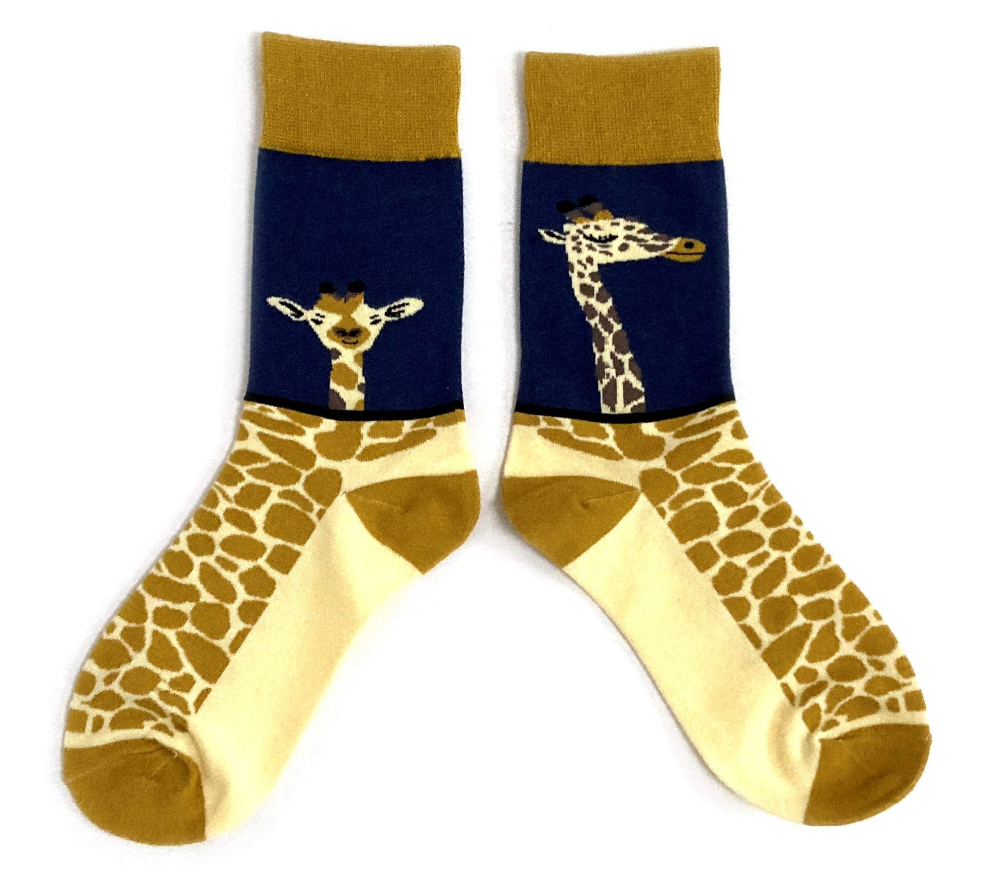 Sock Shack Women's Mustard Giraffe Two Faced Socks 4-8 Uk / 37-42 Eur / 6-10 Us