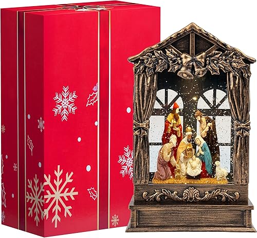 Vista 72 de Linterna de globo de nieve de Navidad, muñeco de nieve brillante con música, forro USB/funciona con pilas, linterna iluminada para decoración