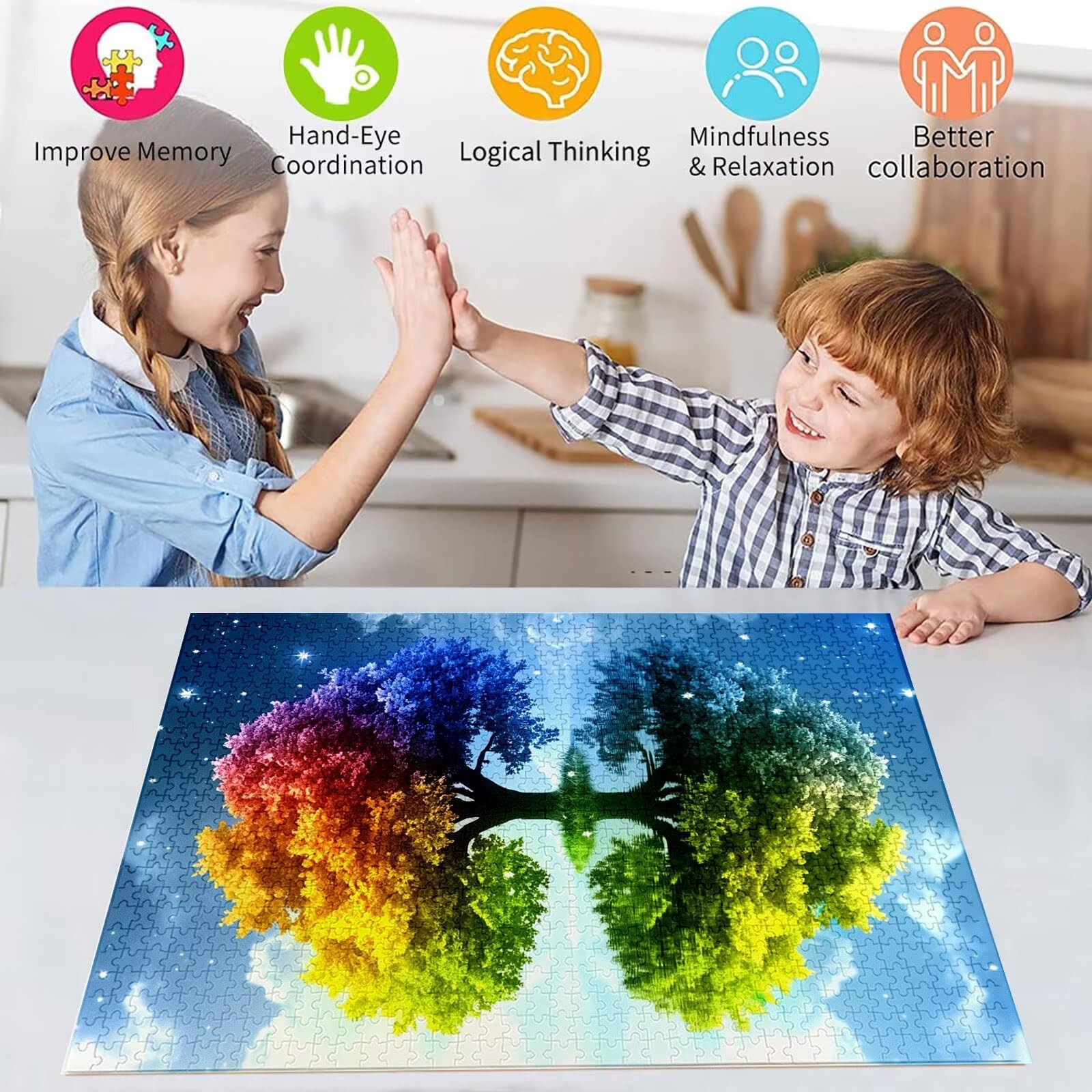 Puzzles para Adultos, Puzzle 3000 Piezas Sueño Rompecabezas Adultos Pieza de Madera Juegos, Obra de Arte de Juego de Rompecabezas, Jigsaw Puzzle Árbol de la Vida para Decor del Hogar 122x81cm D-836