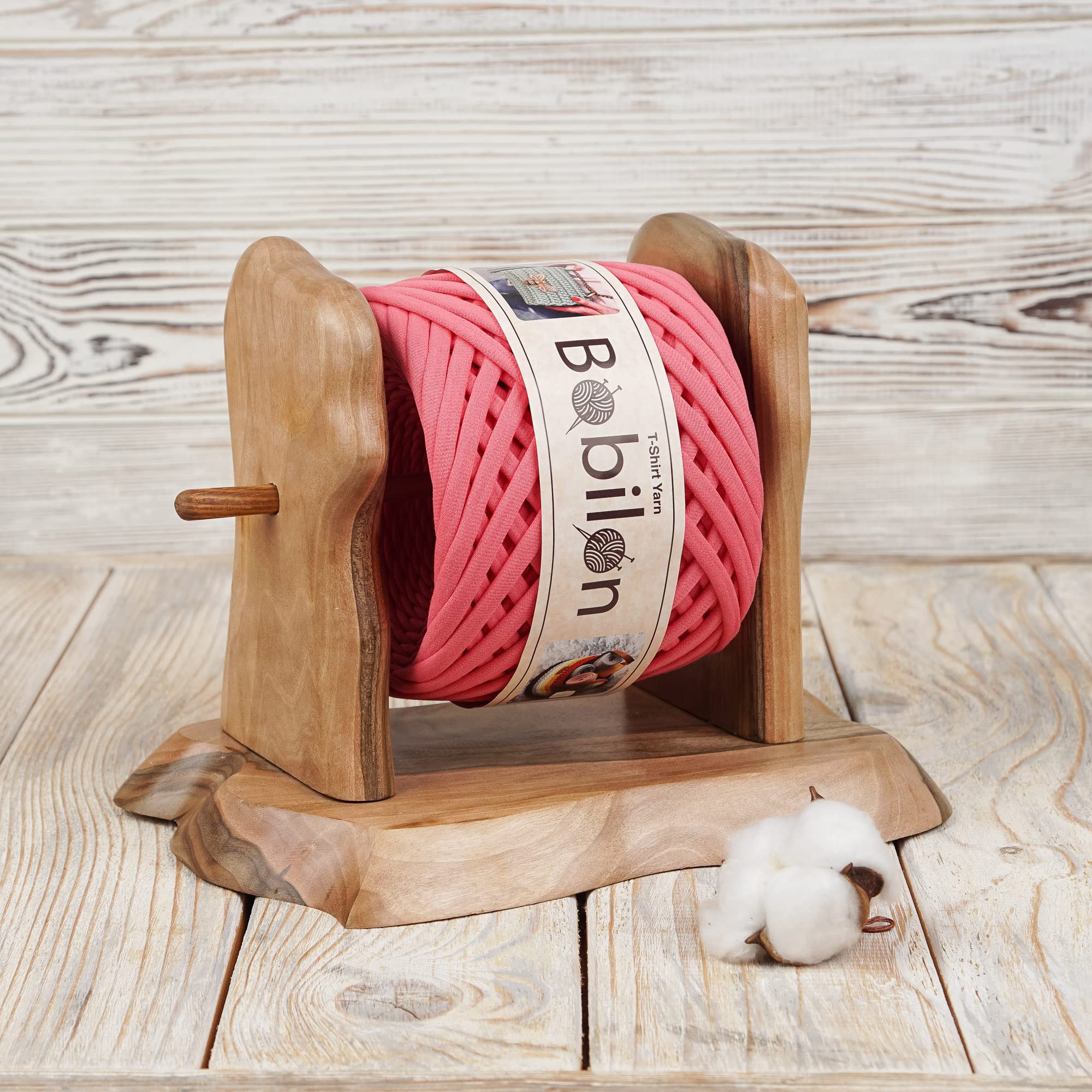 T-Shirt Yarn for Crocheting Knitting, Macrame Projects, Fabric Cloth for Hand DIY Bag Basket Cushion Projects 5-7 mm Coral - Image 2
