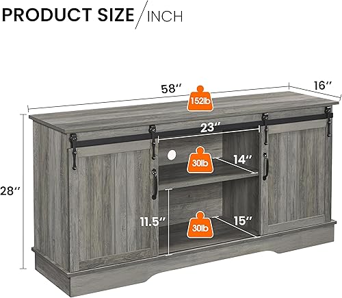 Miniatura 12 de Yaheetech Soporte de TV para televisores de hasta 65 pulgadas, centro de entretenimiento multimedia, mesa consola de TV de 58 pulgadas con estantes