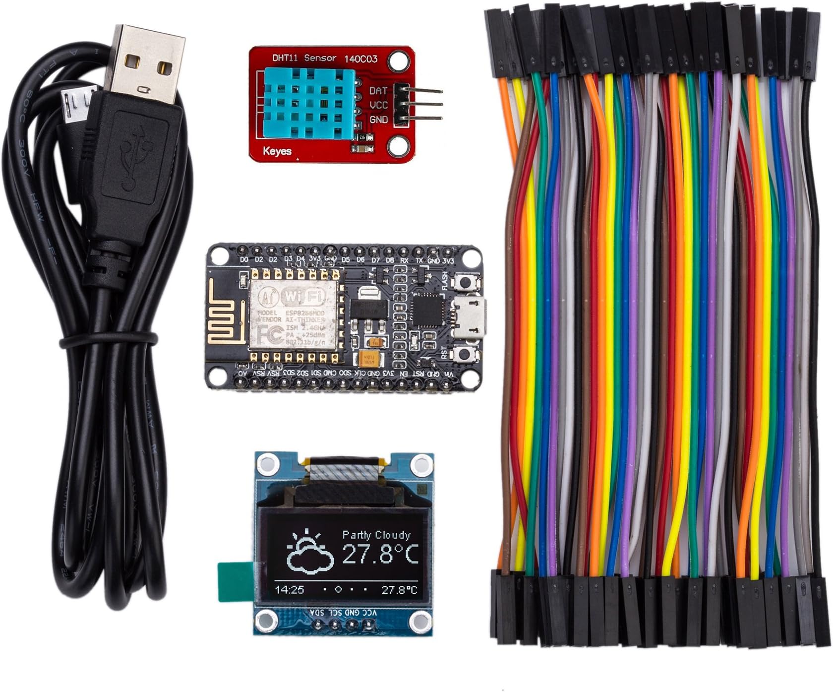 #1 NodeMCU ESP8266 WiFi IoT Starter Kit, Compatible with Arduino, Comprehensive Manual with Exercises