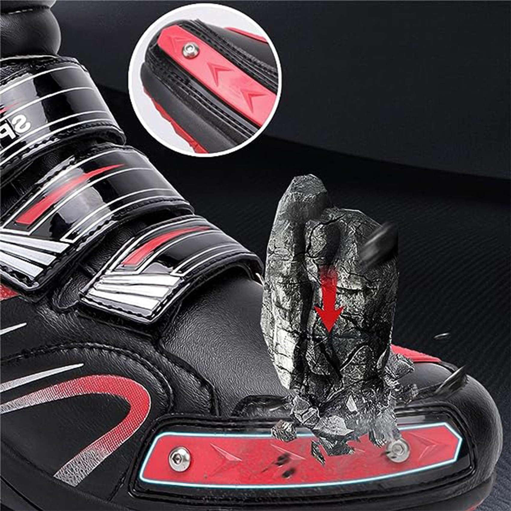 DJFOG Botas de Moto para Hombre, Zapatos de Moto de Soporte de Tobillo Impermeables Profesionales, Botas de Motociclista de Cuero de Streetbike