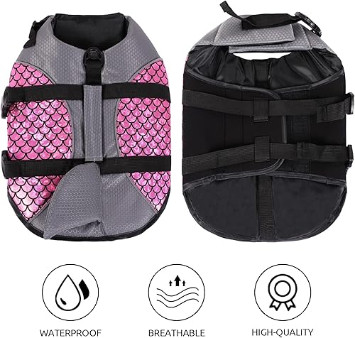 Miniatura 4 de ASENKU Chaleco salvavidas para perros con tiburón, chaleco salvavidas ajustable antidesgarros, chaleco de seguridad para nadar con flotabilidad