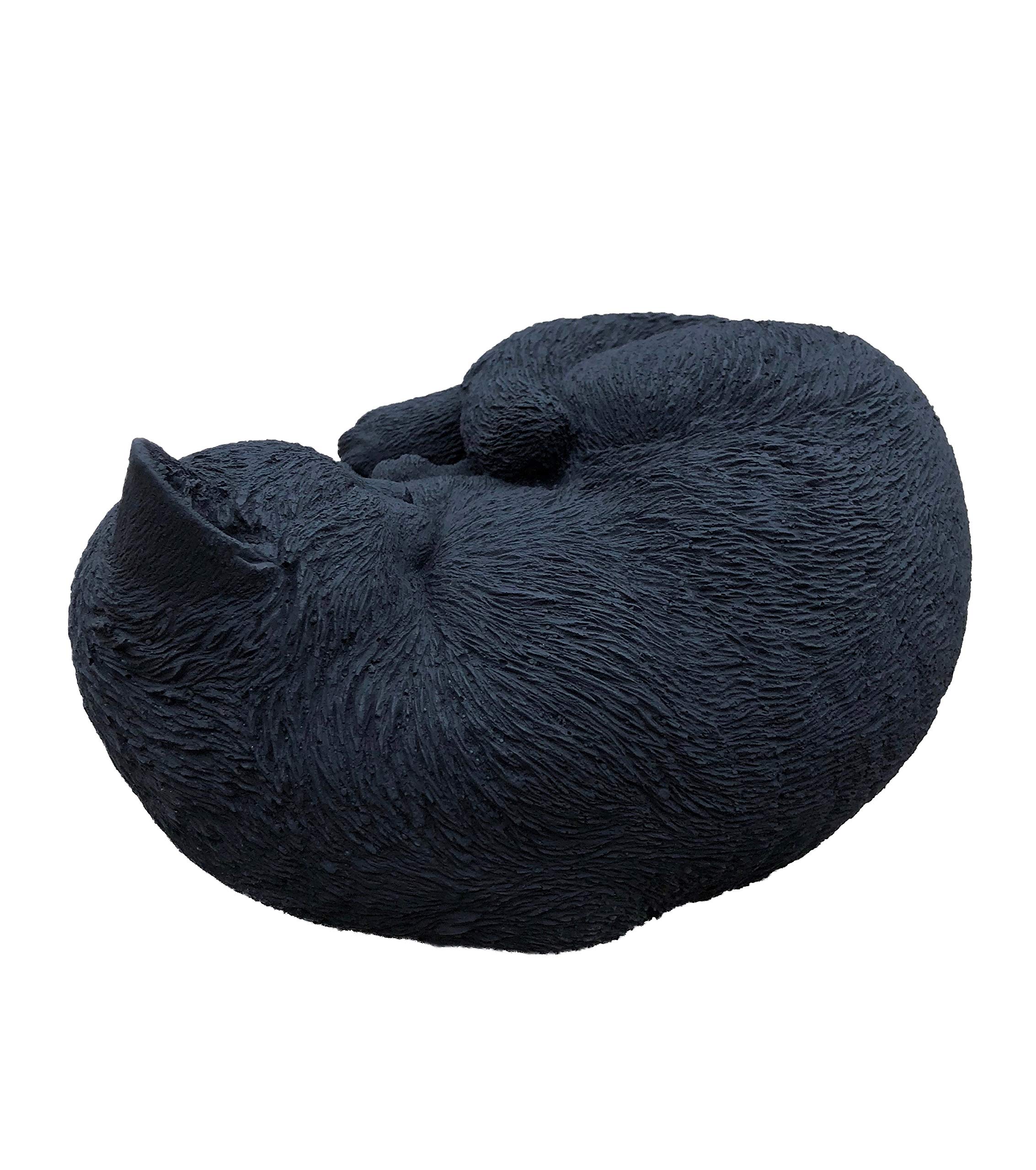 Statuette en pierre d’un chat endormi en boule, résistante au gel jusqu'à -30 °C, moulage en pierre massive