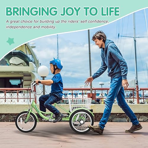 Miniatura 22 de LILYPELLE Triciclo triciclo de 16 pulgadas para principiantes y bicicletas de 3 ruedas de una sola velocidad, bicicletas de tres ruedas con cesta