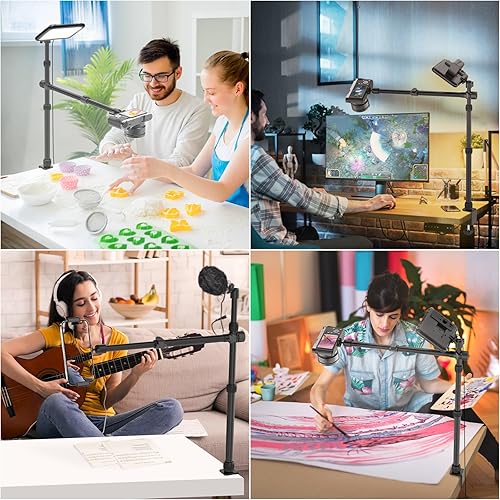 Miniatura 2 de Ailight Soporte de escritorio para cámara, soporte de cámara web de 15.75 a 33.45 pulgadas con brazo telescópico ajustable de 2 secciones,