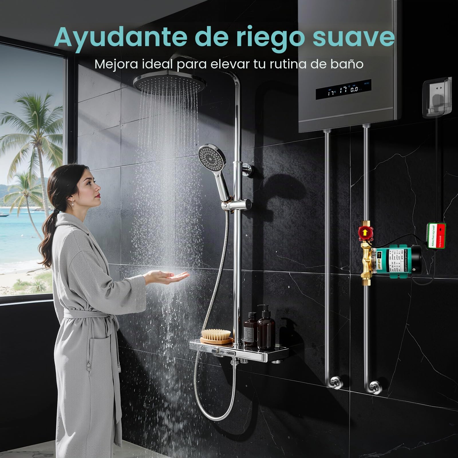 Bomba de presión de agua, soplador de casa 90 W, refuerzo automático 220 V, cuerpo de latón, presurización instantánea, ducha, calentador de agua, piscina, silenciador IP46, detección de flujo, 20 l