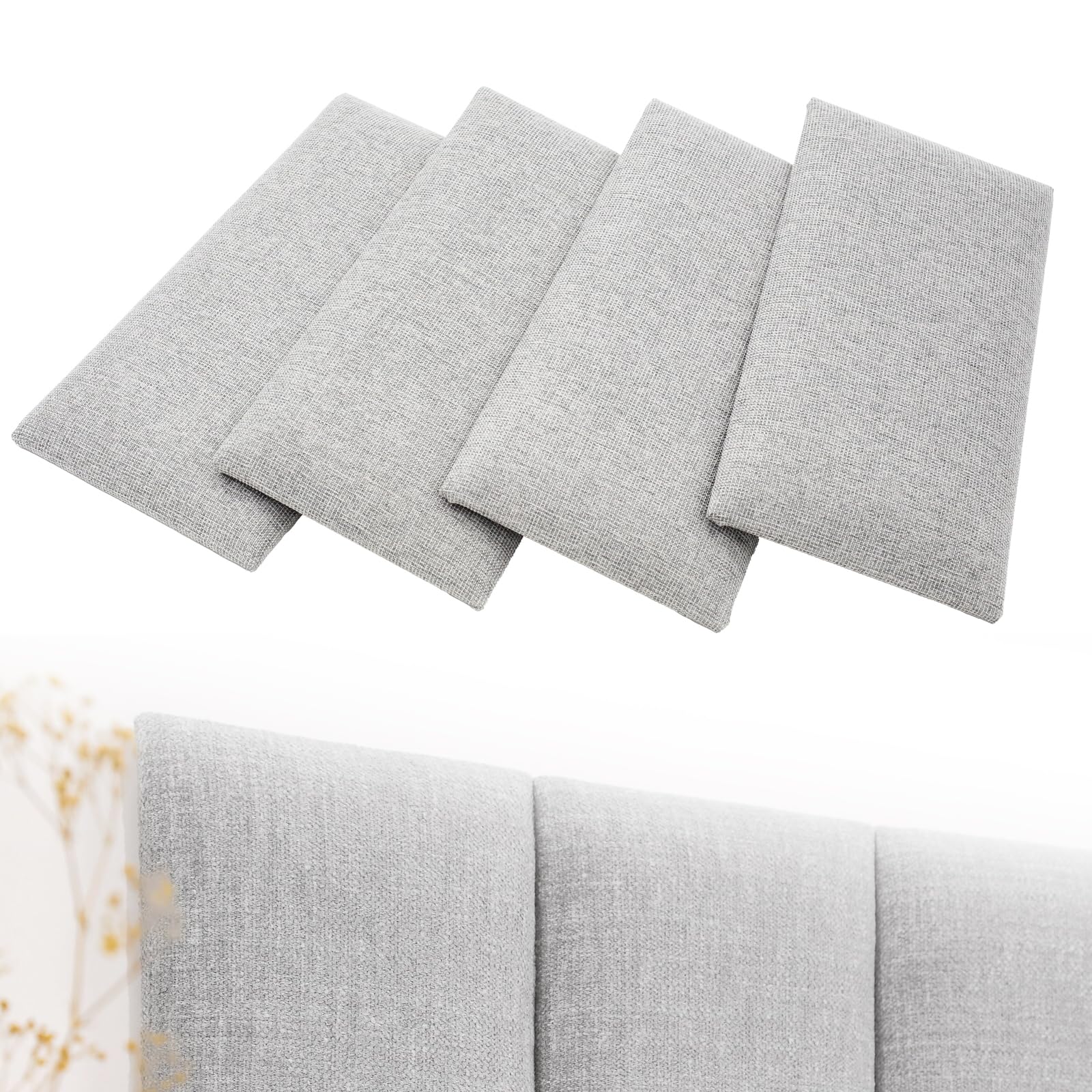 Generisch Set di pannelli da parete in schiuma che possono essere utilizzati come testiera e protezione antiurto per ridurre il rumore. Set di quattro accessori per la casa rettangolari (40 x 20 cm
