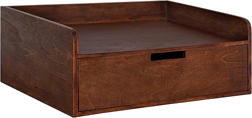 Miniatura 11 de Kate and Laurel Kitt - Mesa auxiliar flotante moderna con cajón para pared, 18 x 12 x 6.5 pulgadas, color negro Negro,Marrón rústico,Marrón nogal