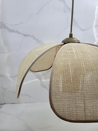 Hasır Keten Palmiye, Papatya ve Pasta Model Bohem Ev Teras Hol Cafe Restaurant Tekli Sarkıt Avize [Enerji Sınıfı A+]
