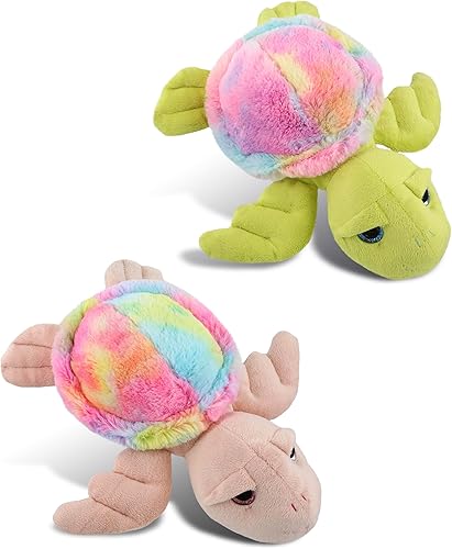 DolliBu Juguetes de peluche de tortuga marina – Kit de peluche de arco iris suave, adorables juguetes de peluche de animales marinos, lindos regalos