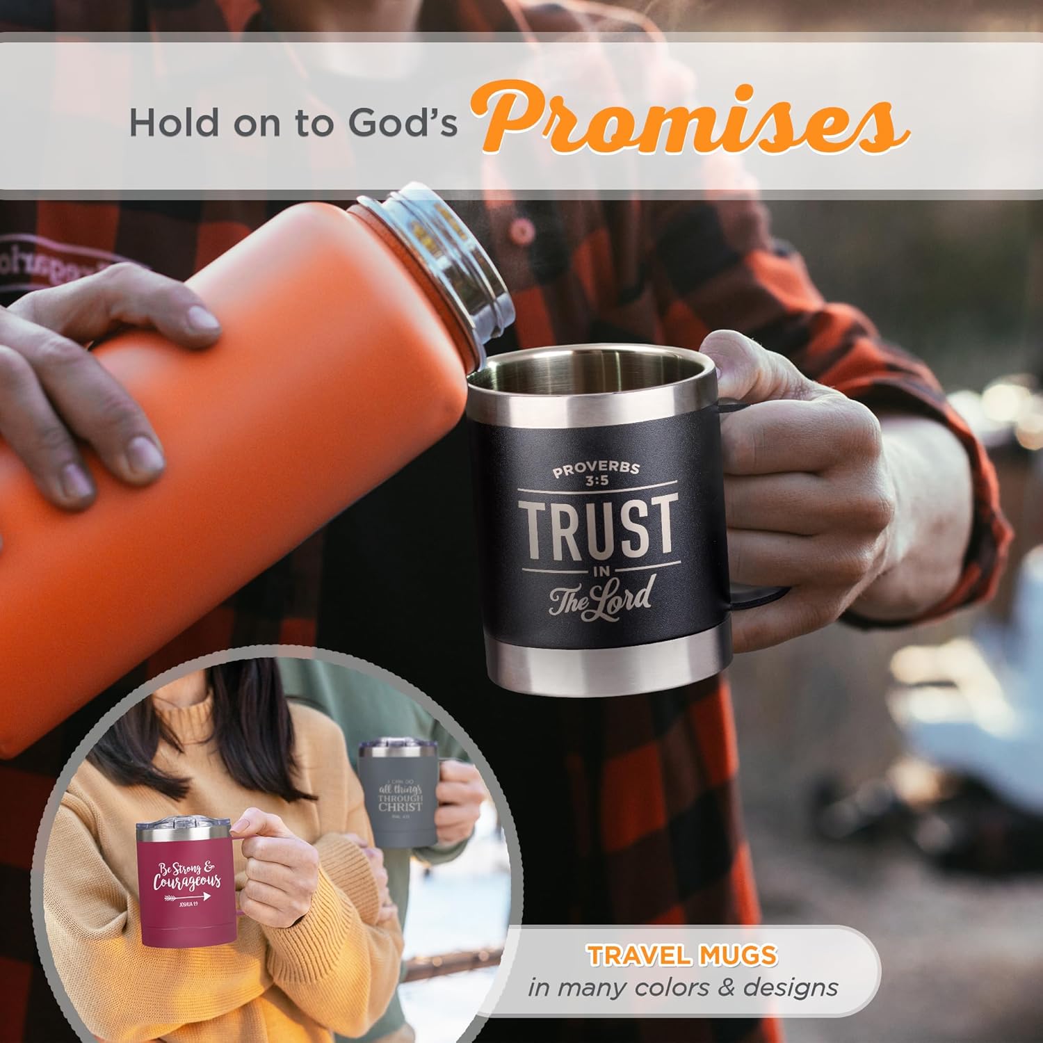 Trust in the LORD Black Camp-style Stainless Steel Mug - Proverbs 3:5 - Image 5
