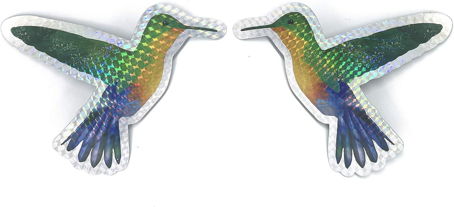 Sonoran Souvenirs Hummingbird Foil Magnetic Screen Door Magnets - Set of 2, High Quality, Flexible, Decorative - Prevents Walking Into Screen Door, Conceals Holes, Fits Screen Door Mesh 6"W x 6.5"H